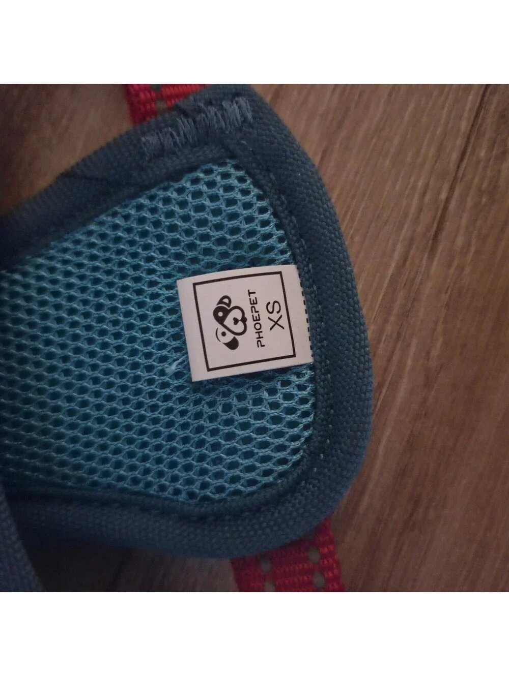PHOEPET XS Dog Harness with Red Adjustable Straps and Teal Mesh Padding